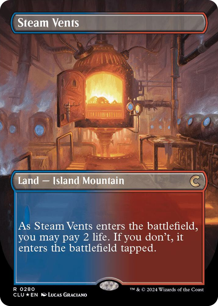 0280 Steam Vents (Borderless) R Ravnica: Clue Edition