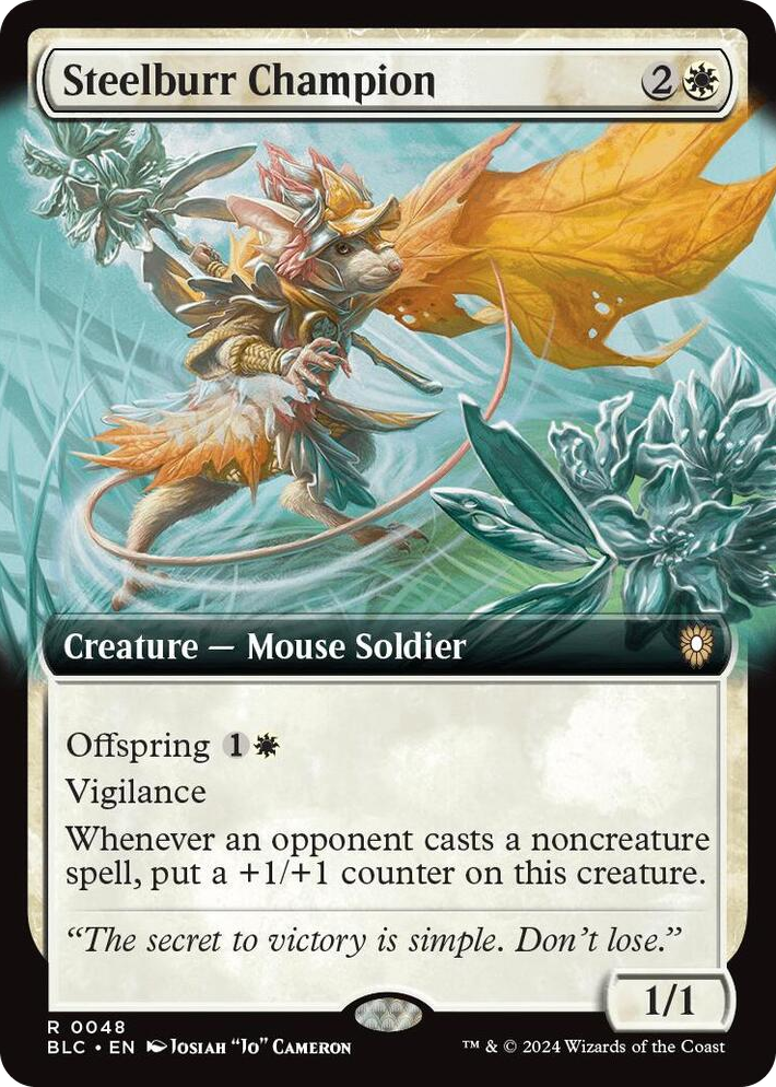 0048 Steelburr Champion (Extended Art) R Commander: Bloomburrow