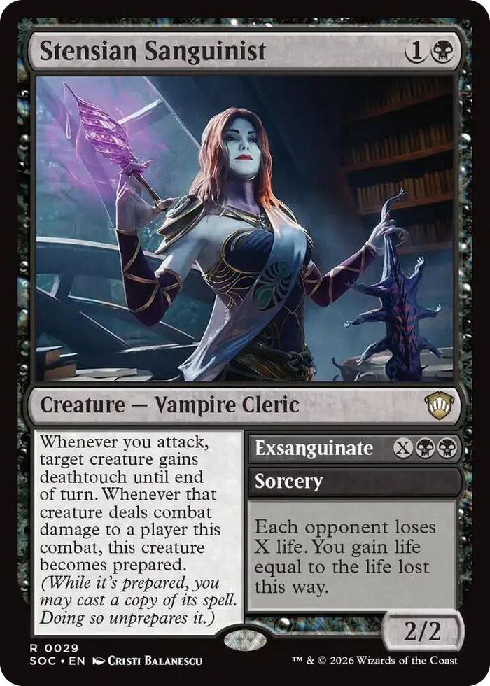 Stensian Sanguinist #29 R - Commander: Secrets of Strixhaven Pokemon card