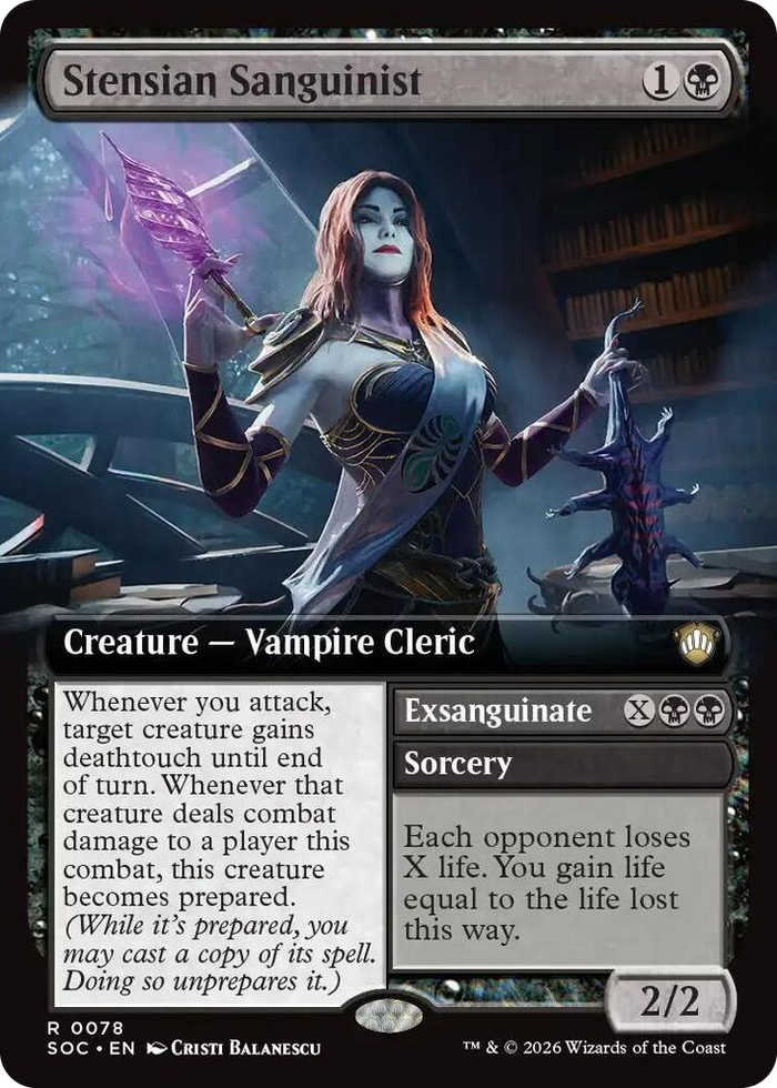 Stensian Sanguinist (Extended Art) #78 R - Commander: Secrets of Strixhaven Pokemon card