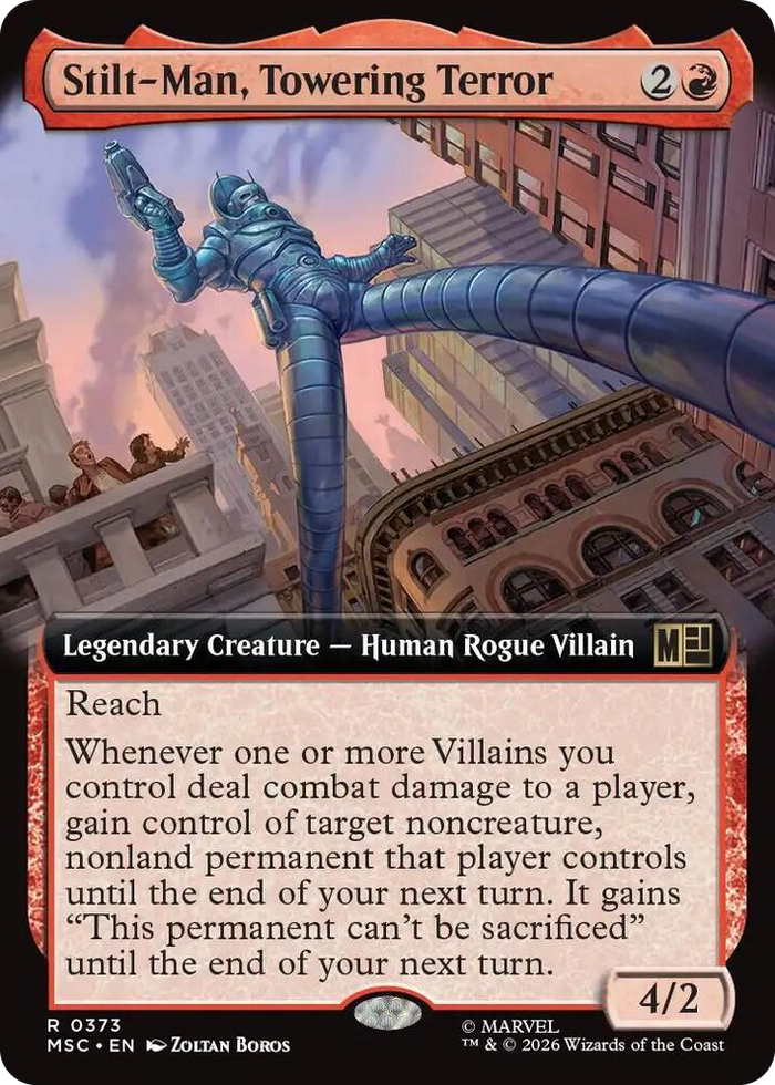 Stilt-Man, Towering Terror (Extended Art) #373 R - Commander: Marvel Super Heroes Pokemon card