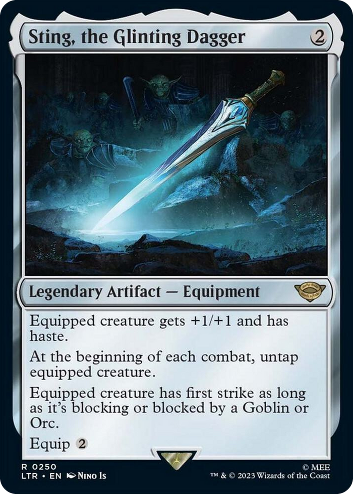 Sting, the Glinting Dagger #250 R - Universes Beyond: The Lord of the Rings: Tales of Middle-earth Pokemon card