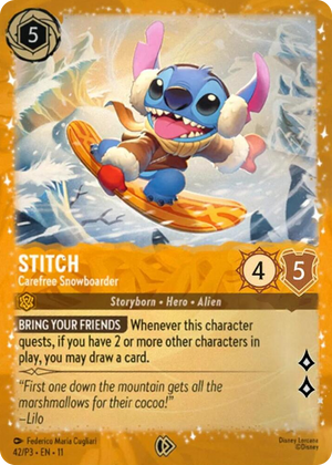 0042 Stitch - Carefree Snowboarder Promo Disney Lorcana Promo Cards