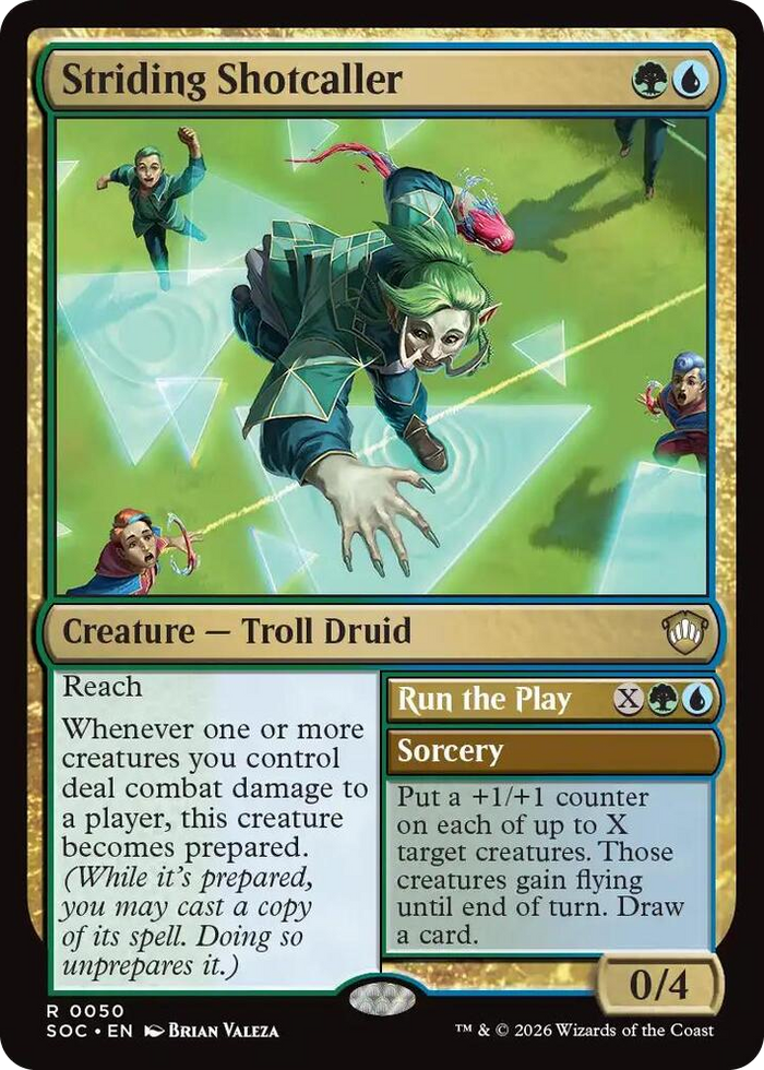 Striding Shotcaller #50 R - Commander: Secrets of Strixhaven Pokemon card