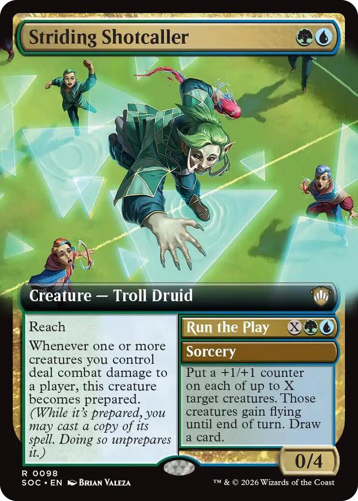 Striding Shotcaller (Extended Art) #98 R - Commander: Secrets of Strixhaven Pokemon card