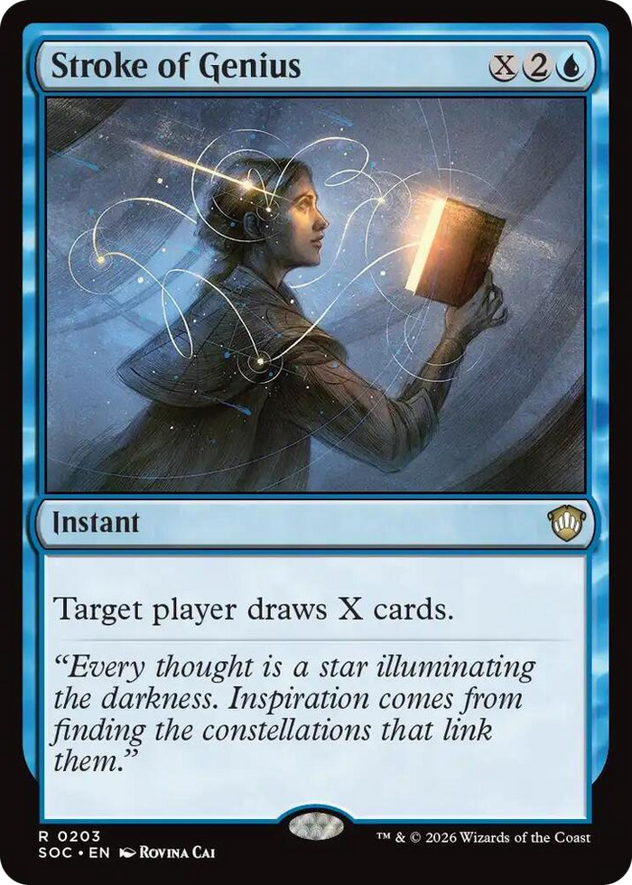 Stroke of Genius #203 R - Commander: Secrets of Strixhaven Pokemon card