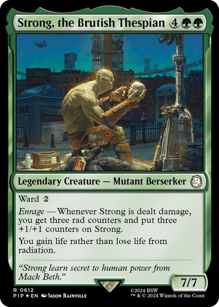 Strong, the Brutish Thespian (Surge Foil) #612 R - Universes Beyond: Fallout Pokemon card
