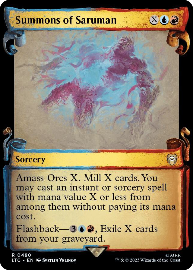 Summons of Saruman (Showcase Scrolls) #480 R - Commander: The Lord of the Rings: Tales of Middle-earth Pokemon card