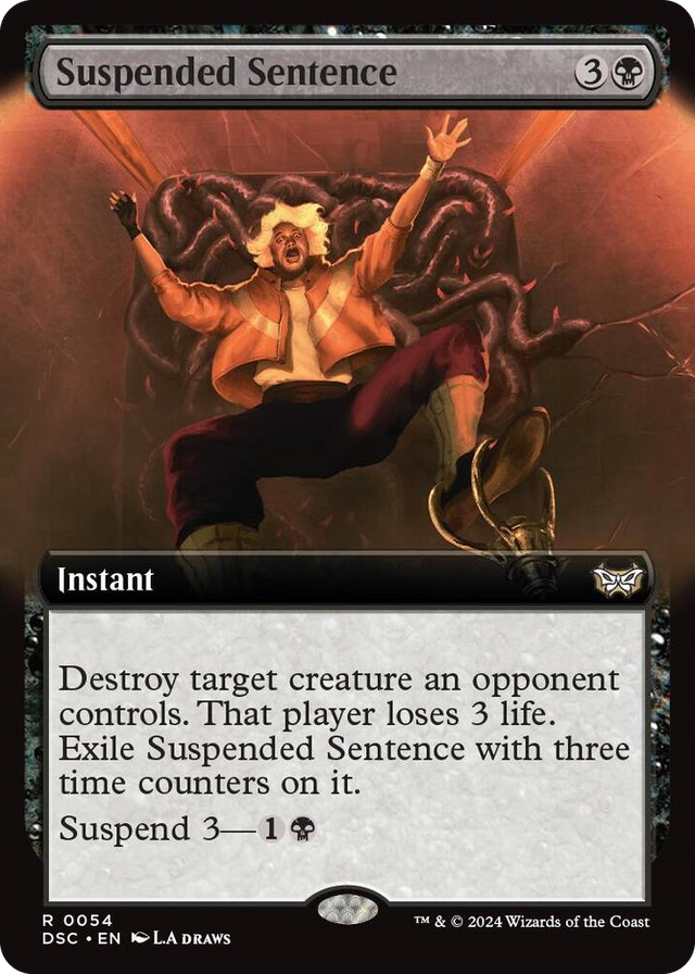 0054 Suspended Sentence (Extended Art) R Commander: Duskmourn: House of Horror