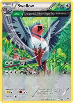 0072 Swellow - 72/108 (XY Roaring Skies) Rare Deck Exclusives