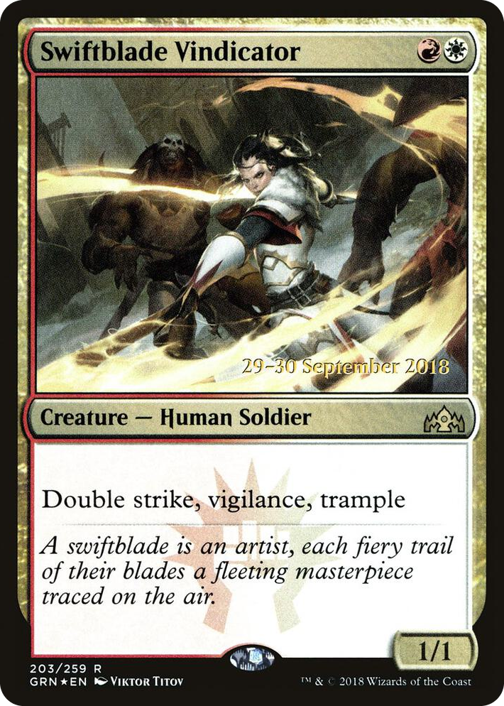 0203 Swiftblade Vindicator (GRN) R Prerelease Cards