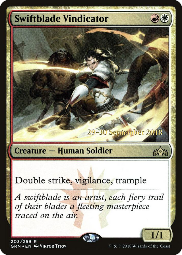 0203 Swiftblade Vindicator (GRN) R Prerelease Cards