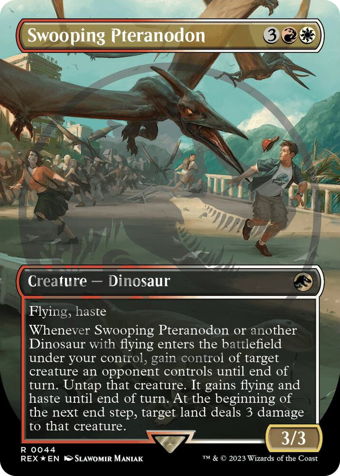 Swooping Pteranodon (Borderless) (Emblem) #44 R - Universes Beyond: Jurassic World Collection Pokemon card