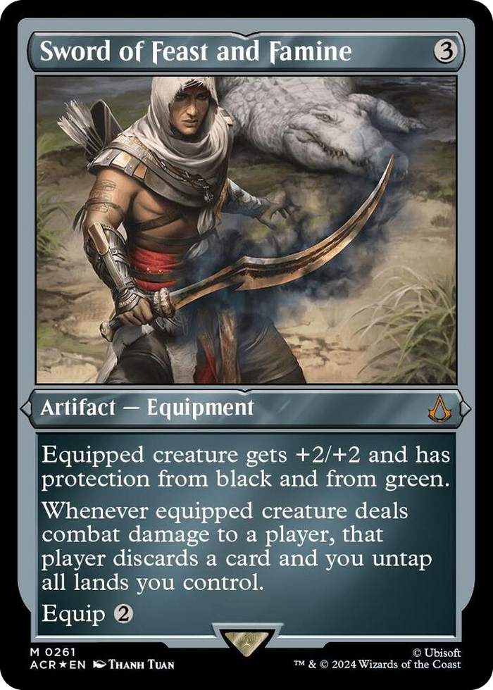 Sword of Feast and Famine (Foil Etched) #261 M - Universes Beyond: Assassin's Creed Pokemon card