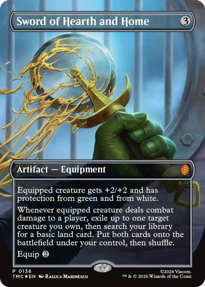 Sword of Hearth and Home (Borderless) #136 P - Commander: Teenage Mutant Ninja Turtles Pokemon card
