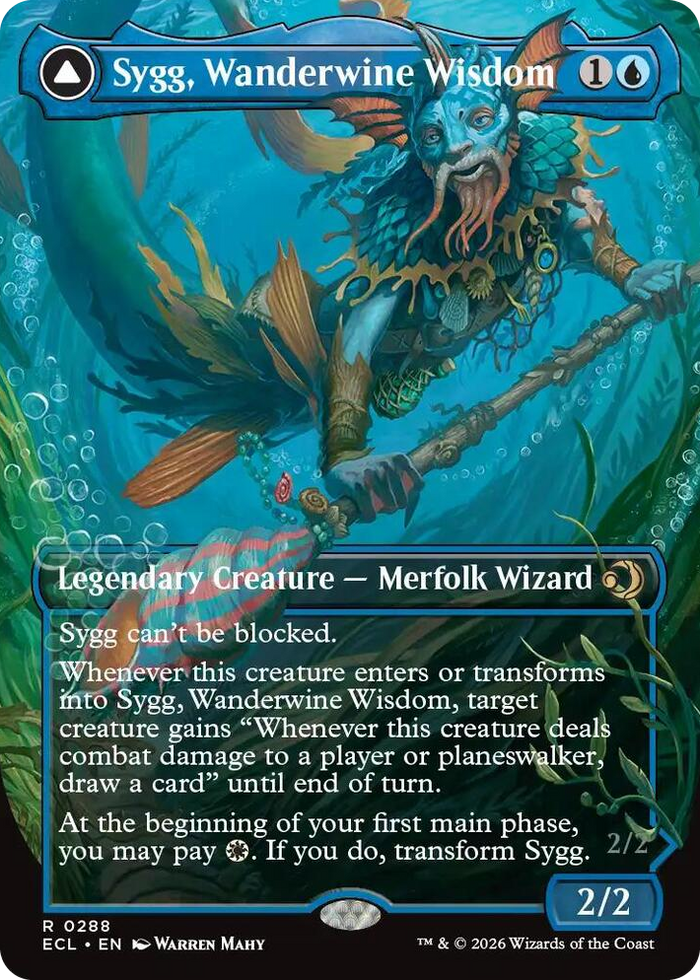 Sygg, Wanderwine Wisdom (Borderless) #288 R - Lorwyn Eclipsed Pokemon card