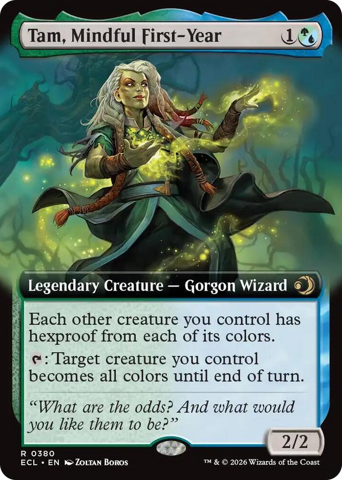 Tam, Mindful First-Year (Extended Art) #380 R - Lorwyn Eclipsed Pokemon card