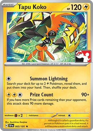 0065 Tapu Koko Rare Prize Pack Series Cards