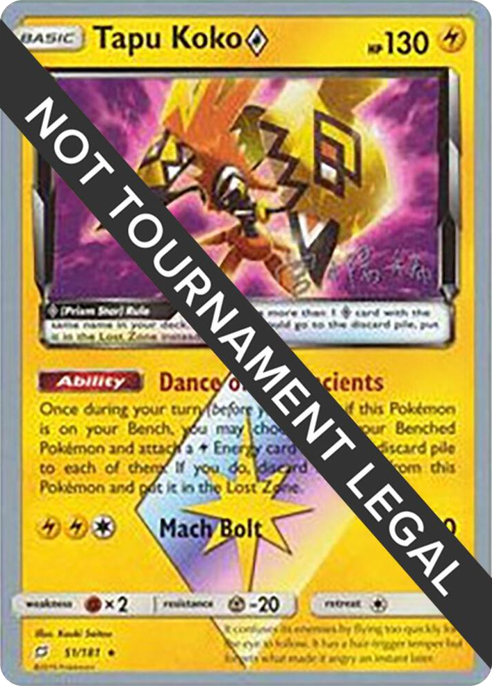0051 Tapu Koko Prism Star - 2019 (Haruki Miyamoto) Prism Rare World Championship Decks