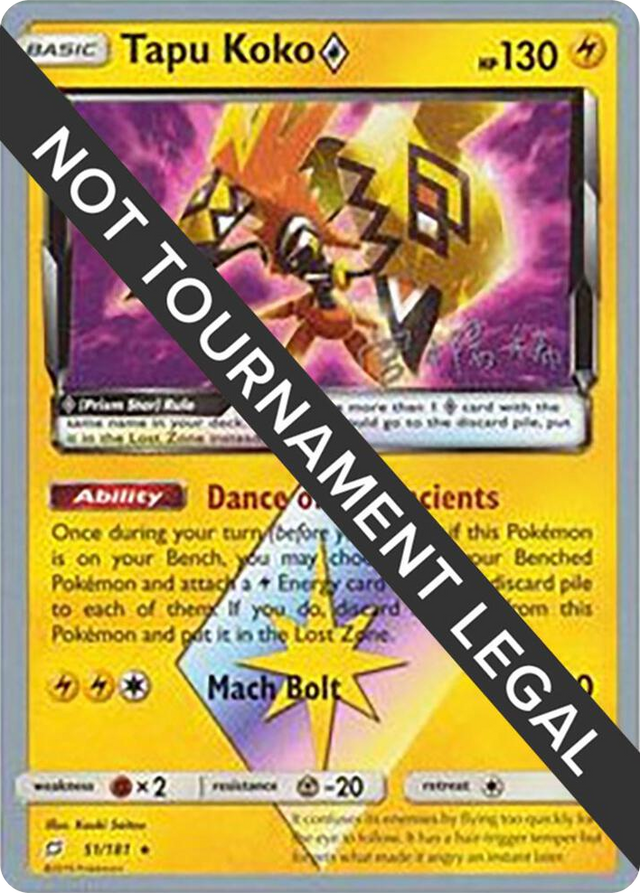 0051 Tapu Koko Prism Star - 2019 (Haruki Miyamoto) Prism Rare World Championship Decks