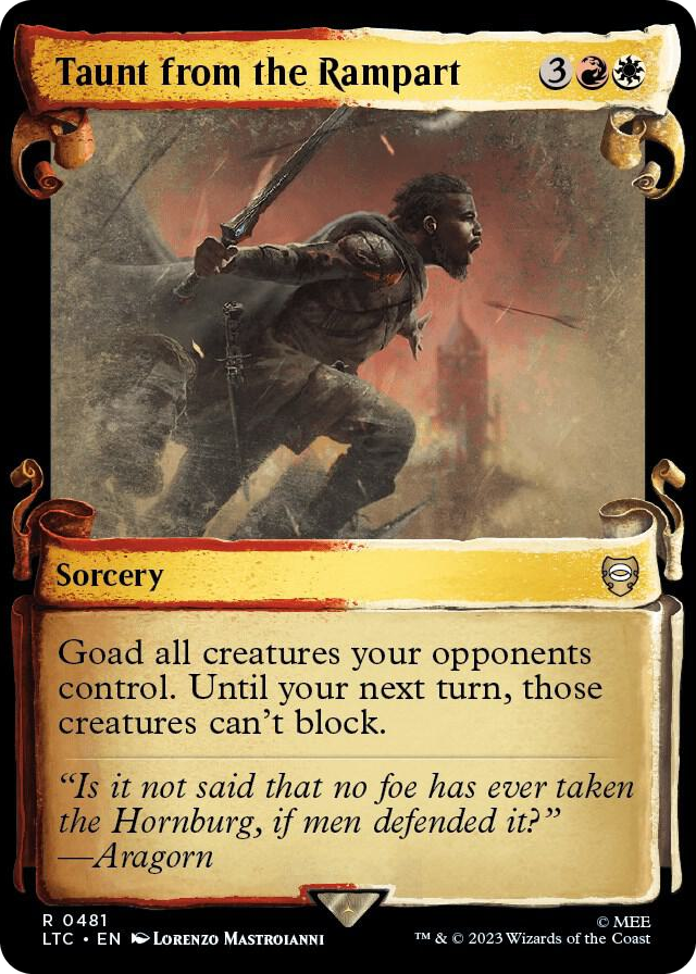 Taunt from the Rampart (Showcase Scrolls) #481 R - Commander: The Lord of the Rings: Tales of Middle-earth Pokemon card