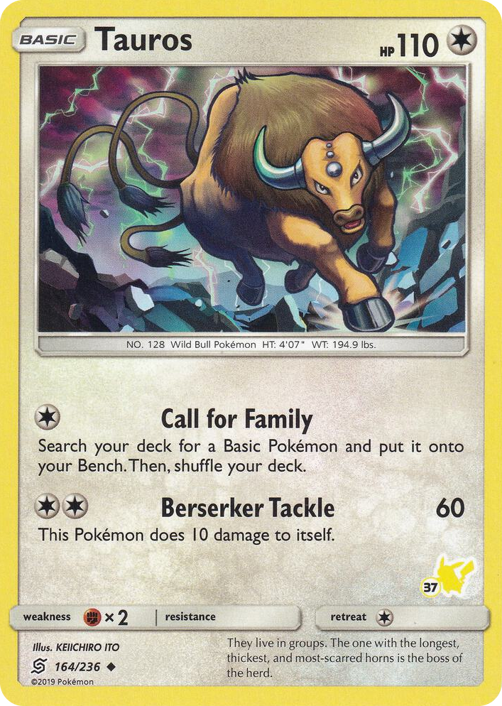 0164 Tauros - 164/236 (#37 Pikachu Stamped) Promo Battle Academy