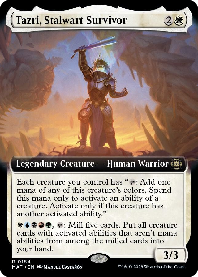 Tazri, Stalwart Survivor (Extended Art) #154 R - March of the Machine: The Aftermath Pokemon card