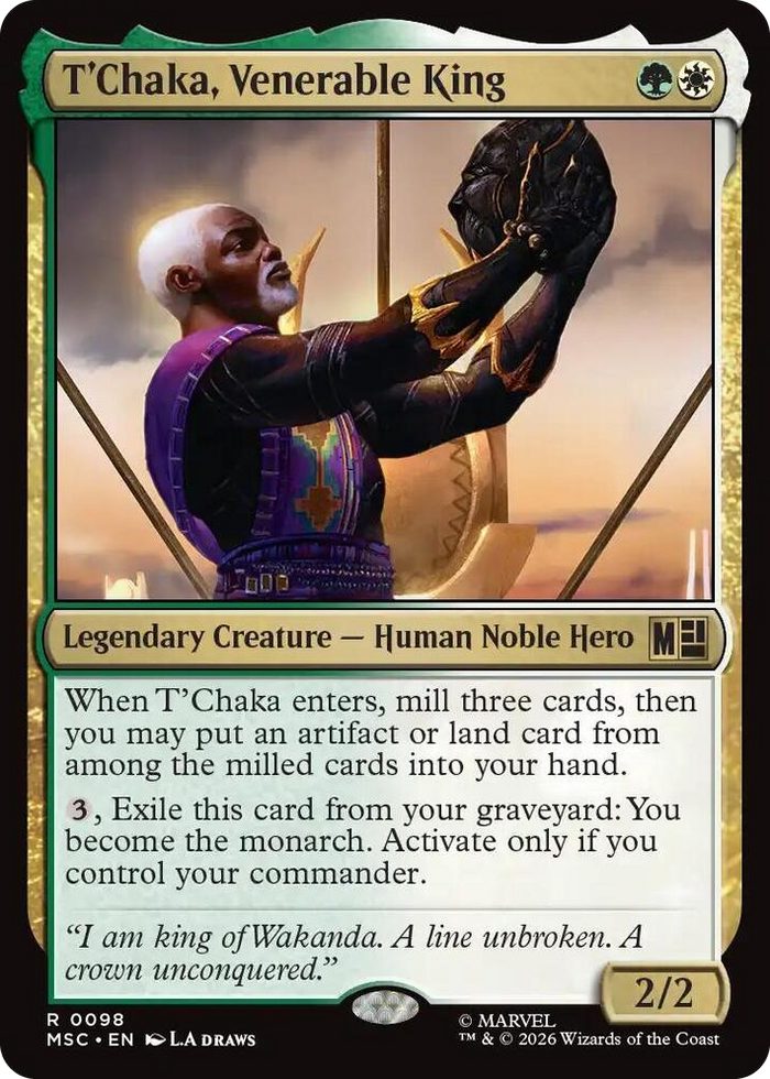 T'Chaka, Venerable King #98 R - Commander: Marvel Super Heroes Pokemon card