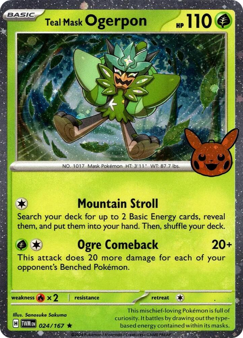 0024 Teal Mask Ogerpon (Cosmos Holo) Holo Rare Trick or Trade BOOster Bundle 2024
