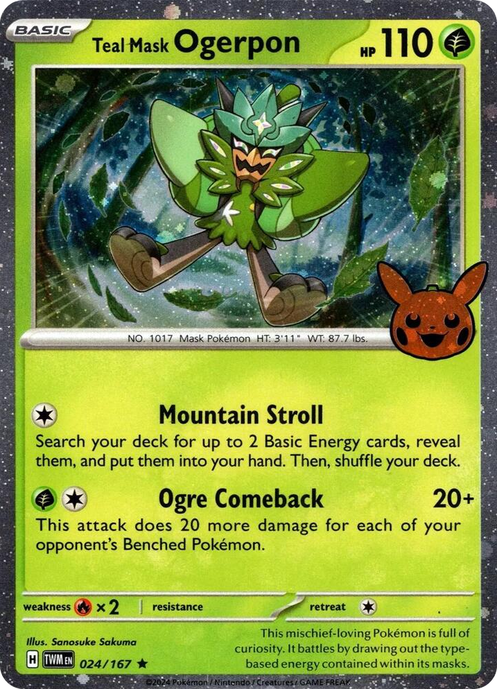 0024 Teal Mask Ogerpon (Cosmos Holo) Holo Rare Trick or Trade BOOster Bundle 2024