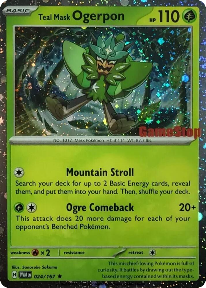 0024 Teal Mask Ogerpon (Cosmos Holo) (Gamestop Exclusive) Rare Miscellaneous Cards & Products