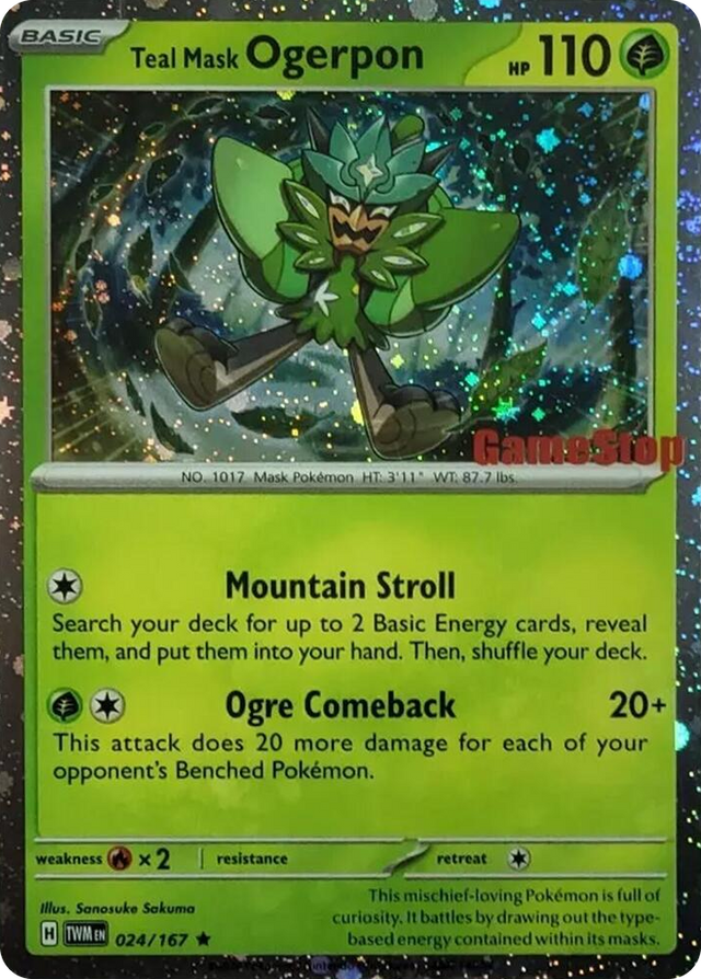 0024 Teal Mask Ogerpon (Cosmos Holo) (Gamestop Exclusive) Rare Miscellaneous Cards & Products