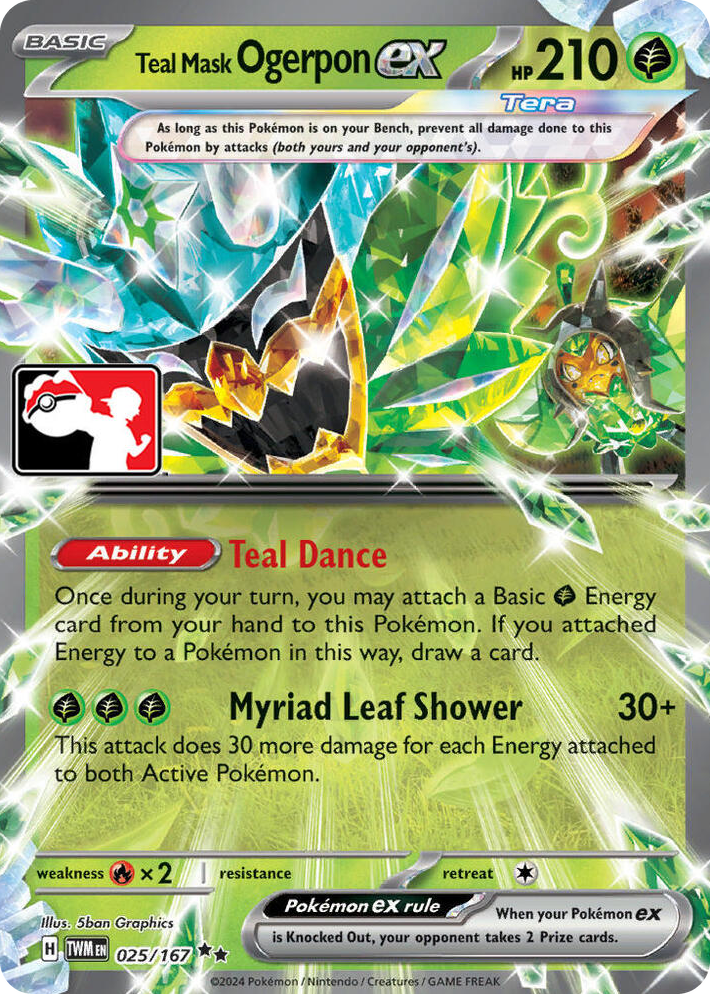 0025 Teal Mask Ogerpon ex - 025/167 (Prize Pack Series 6) Double Rare Prize Pack Series Cards