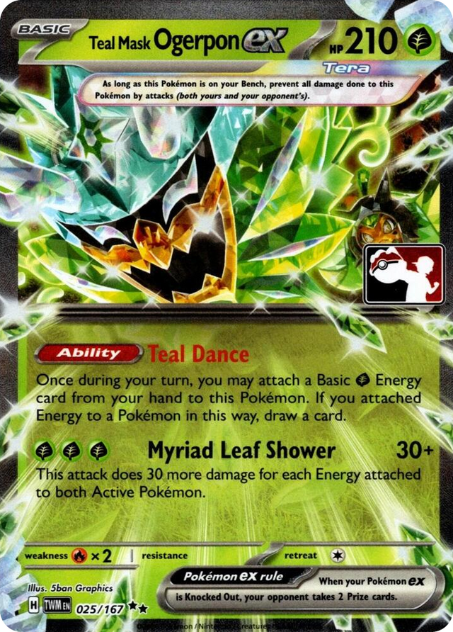 0025 Teal Mask Ogerpon ex - 025/167 (Prize Pack Series 7) Double Rare Prize Pack Series Cards