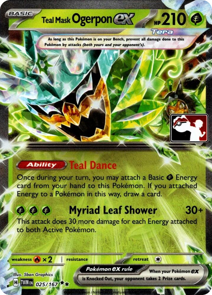 0025 Teal Mask Ogerpon ex - 025/167 (Prize Pack Series 7) Double Rare Prize Pack Series Cards
