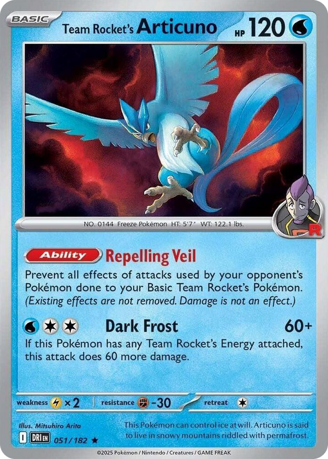 0051 Team Rocket's Articuno - 051/182 (Non-Holo) Rare Deck Exclusives
