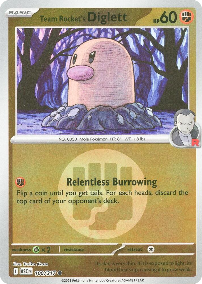 0100 Team Rocket's Diglett (Energy Symbol Pattern) Common Ascended Heroes