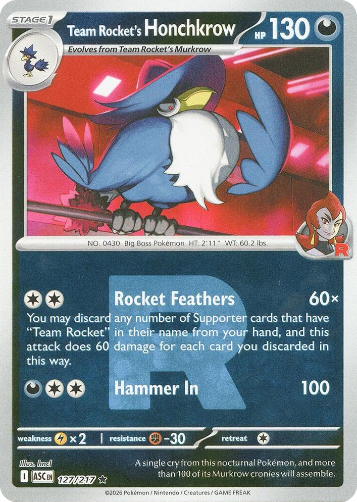 0127 Team Rocket's Honchkrow (Team Rocket) Rare Ascended Heroes
