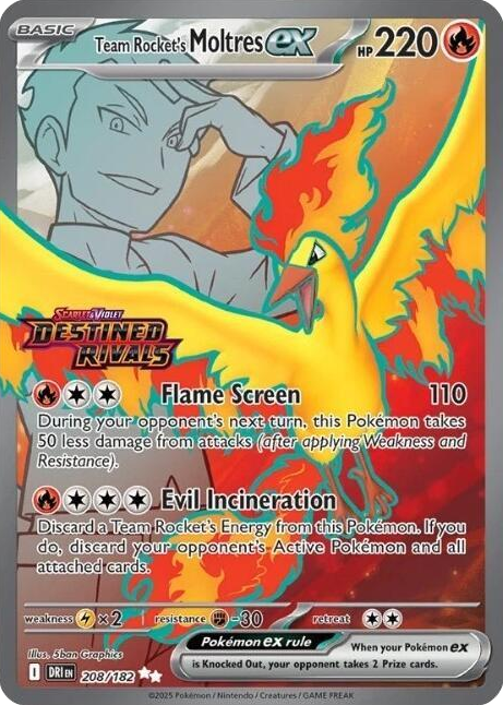 0208 Team Rocket's Moltres ex - 208/182 (Destined Rivals Stamp) Double Rare Miscellaneous Cards & Products