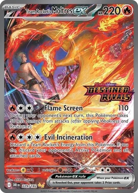0229 Team Rocket's Moltres ex - 229/182 (Destined Rivals Stamp) Double Rare Miscellaneous Cards & Products