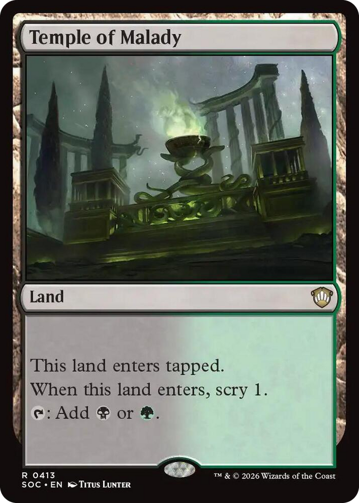 Temple of Malady #413 R - Commander: Secrets of Strixhaven Pokemon card