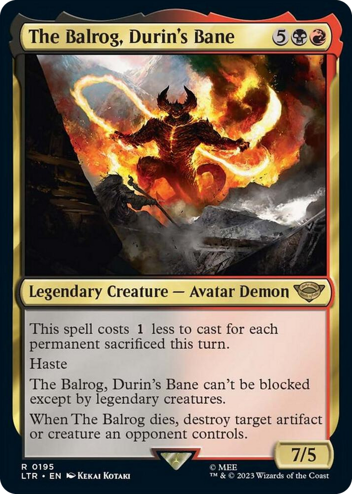 The Balrog, Durin's Bane #195 R - Universes Beyond: The Lord of the Rings: Tales of Middle-earth Pokemon card