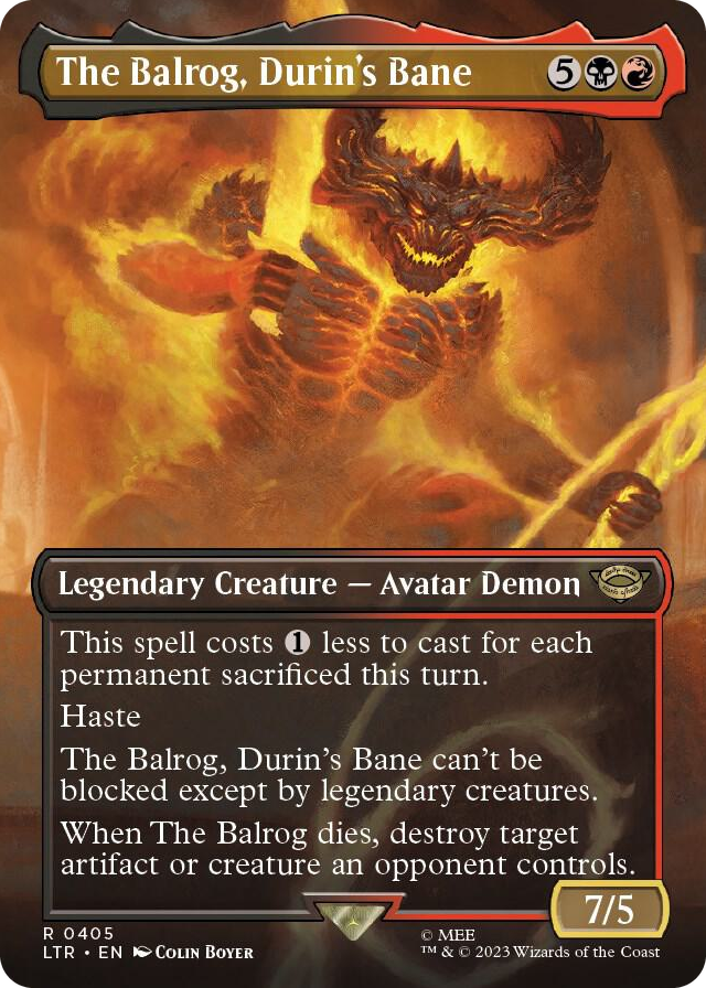 The Balrog, Durin's Bane (Borderless) #405 R - Universes Beyond: The Lord of the Rings: Tales of Middle-earth Pokemon card