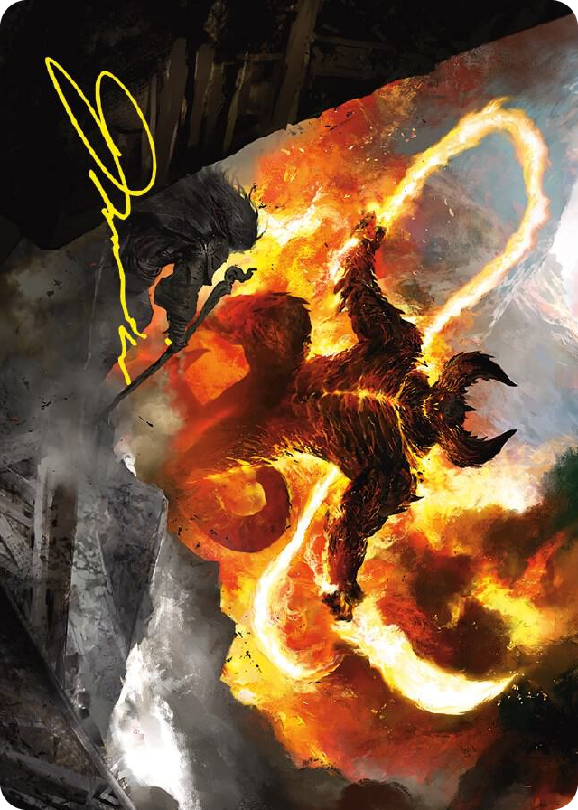 The Balrog, Flame of Udun Art Card (Gold-Stamped Signature) #36 S - Art Series: Universes Beyond: The Lord of the Rings: Tales of Middle-earth Pokemon card