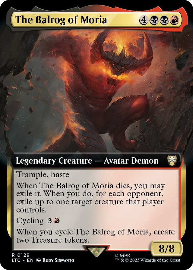 The Balrog of Moria (Extended Art) #129 R - Commander: The Lord of the Rings: Tales of Middle-earth Pokemon card