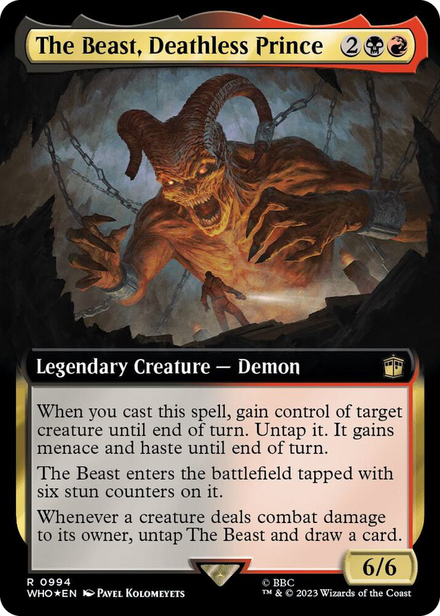 0994 The Beast, Deathless Prince (Extended Art) (Surge Foil) R Universes Beyond: Doctor Who