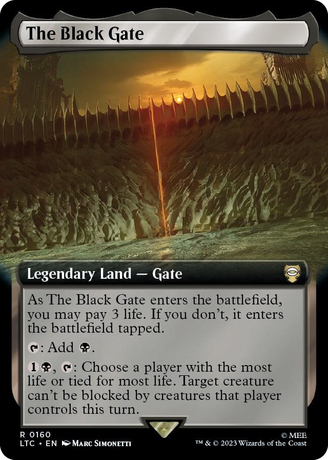 The Black Gate (Extended Art) #160 R - Commander: The Lord of the Rings: Tales of Middle-earth Pokemon card