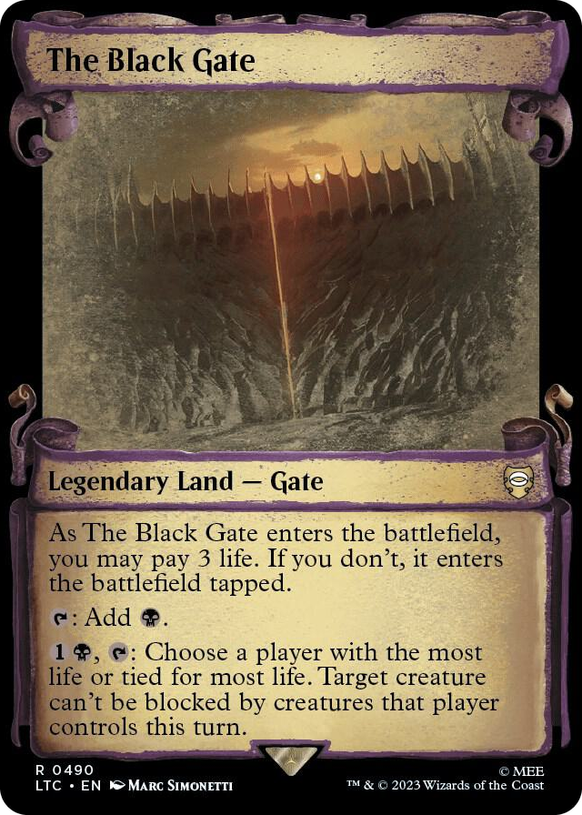 The Black Gate (Showcase Scrolls) #490 R - Commander: The Lord of the Rings: Tales of Middle-earth Pokemon card