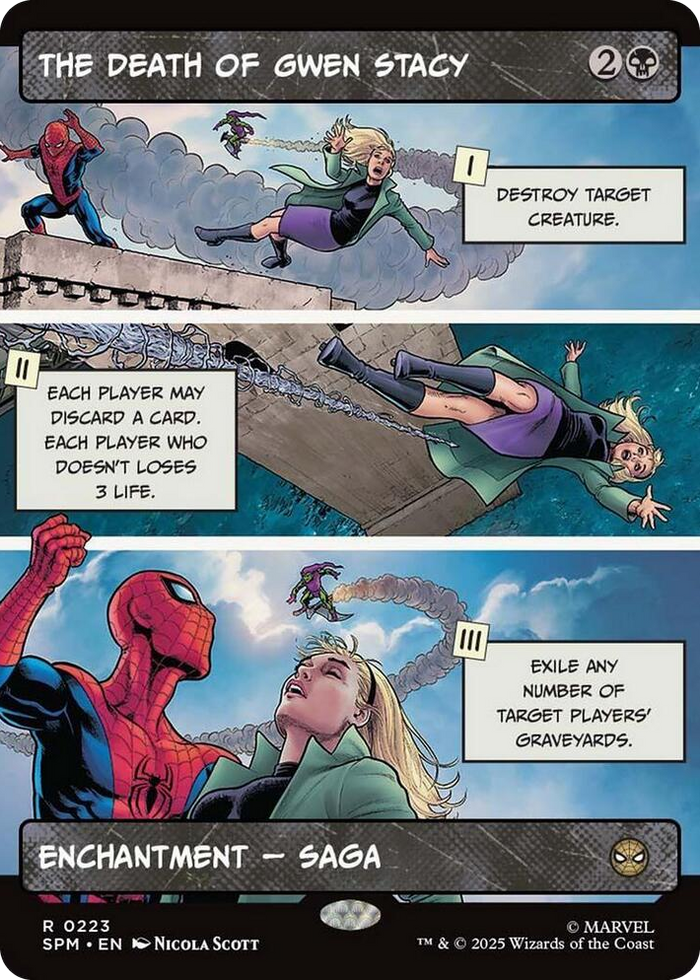 The Death of Gwen Stacy (Borderless) #223 R - Marvel's Spider-Man Pokemon card