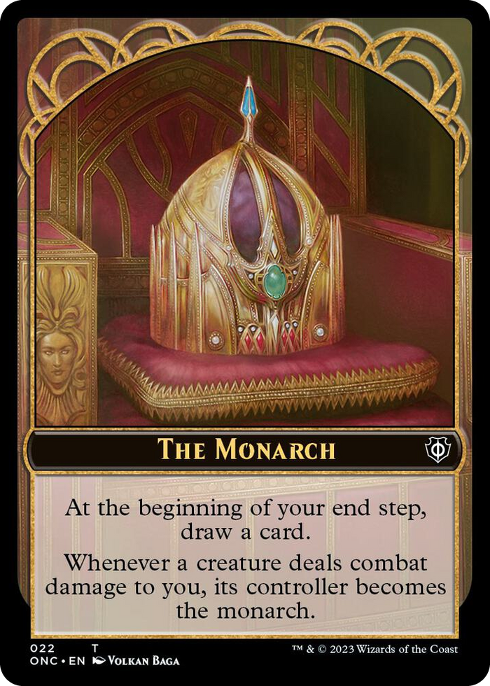The Monarch // Golem Double-Sided Token #22 T - Commander: Phyrexia: All Will Be One Pokemon card